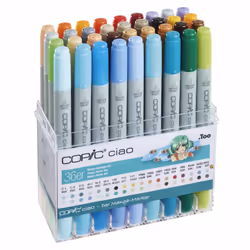 Copic 22075715, 36 pièce(s), Eau, Beige, Noir, Bleu, Vert, Gris, Lavande, Mauve, Ocre, Orange, Rose, Rouge, Jaune, Pointe du  ...