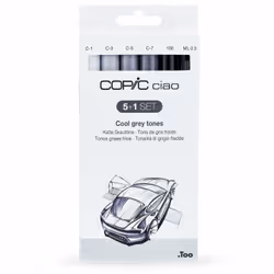 Copic Ciao 5+1 Set Cool Grey, 6 pièce(s), Gris, Gris clair, Pointe de ciseau à bois/brosse, Rond, Encre à base d'alcool, Adul ...
