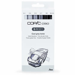 Copic Ciao 5+1 Set Cool Grey marqueur 6 pièce(s) Pointe de ciseau à bois/brosse Gris, Gris clair