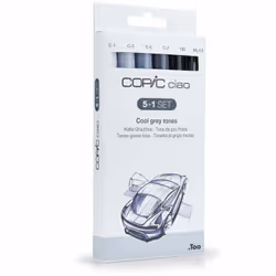 Copic Ciao 5+1 Set Cool Grey marqueur 6 pièce(s) Pointe de ciseau à bois/brosse Gris, Gris clair