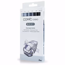 Copic Ciao 5+1 Set Cool Grey marqueur 6 pièce(s) Pointe de ciseau à bois/brosse Gris, Gris clair
