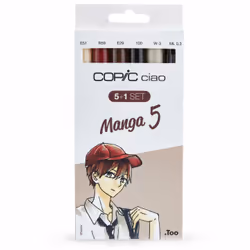 Copic Ciao 5+1 Set Manga 5, 6 pièce(s), Multicolore, Pointe de ciseau à bois/brosse, Rond, Encre à base d'alcool, Adult/Child