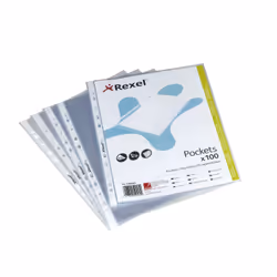 Rexel Pochette A4 ouverture haut transparente (100), Legal, Transparent, Polypropylène (PP), Portrait, 0,08 mm, 255 mm