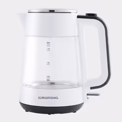 Grundig WK 5860, 1,7 L, 2400 W, Noir, Blanc, Verre, Indicateur de niveau d'eau, Sans fil