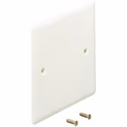 description Couvercle de fermeture BS, blanc, ignifuge, avec vis de fixation et support de montage, couvercle de fermeture, p ...