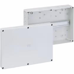description Boîtier pour bloc de jonction en série, polycarbonate, gris similaire à RAL 7035, avec 18 embouts M20, plage d'ét ...