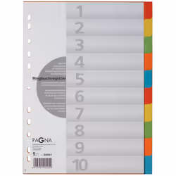 Pagna 32001-20, Onglet avec index numérique, Carton, Multicolore, Portrait, A4, 225 mm
