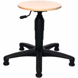 Assise en hêtre robuste laqué naturel Ø 350 mm Piétement cinq pieds stable et antibasculement en plastique, couleur noire Rég ...