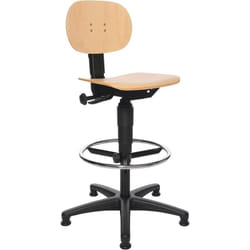 Chaise d'atelier pivotante Tec 11 patin+anneau de piètement hêtre 590-840 mm