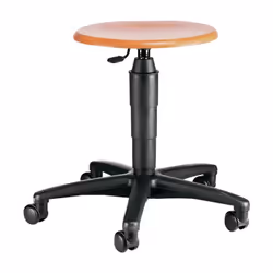 Assise en hêtre robuste laqué naturel Ø 350 mm Piétement stable et antibasculement en plastique à cinq branches, coloris noir ...