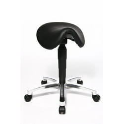 Tabouret - TOPSTAR - Bonanza - Assise selle en cuir - Réglable en hauteur - Noir