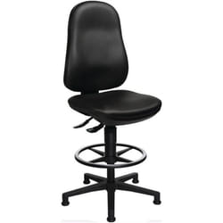 Chaise d'atelier pivotante Point 70 c patins + anneau de pied rembourrage simili cuir noir 590-840 mm