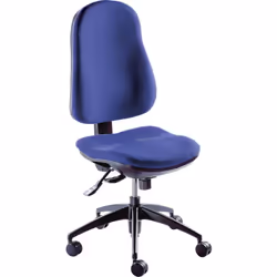 Chaise pivotante ergonomique, mécanisme synchrone, sans accoudoirs, habillage bleu. Produit livré = démonté. Version = dossie ...