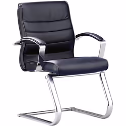 Fauteuil visiteur, cuir noir, avec accoudoirs en cuir. Produit livré = démonté. Coloris assise et dossier = noir. Matériau as ...