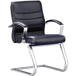 Fauteuil visiteur, cuir noir, avec accoudoirs en cuir - Topstar