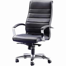 Fauteuil de direction, cuir noir, accoudoirs habillés de cuir. Produit livré = démonté. Version = dossier rembourré. Coloris  ...
