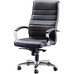 Fauteuil de direction, cuir noir, accoudoirs habillés - Topstar