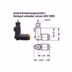 Soupape de décharge de démarrage AEV 2WS de Condor pour pressostat MDR 2 avec fixation par vis pour conduite de décharge de 6 ...