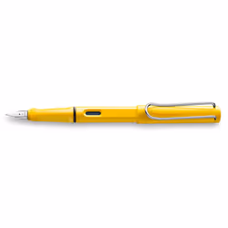 Lamy Safari, Jaune, Système de remplissage cartouche, Bleu, Métal, Plastique, Plume italique, Acier