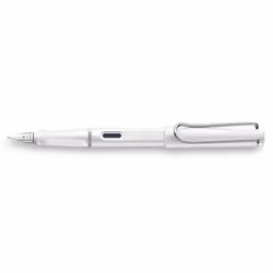 Lamy safari, Blanc, Système de remplissage cartouche, Bleu, Plastique, Plume italique, Acier