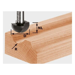 Fraise à gorge creuse HW avec queue de 8mm FESTOOL HW S8 R12,7 - 490987