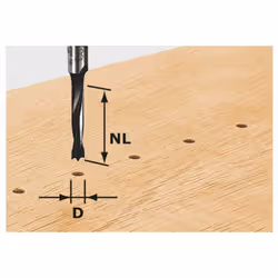 Description générale Fraise pour tourillons et pistes perforées, tige 8 mm, conçue pour des vitesses élevées avec la défonceu ...