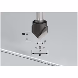 Fraise à rainurer en V HW avec queue de 8mm FESTOOL HW S8 D18-90° (Alu) - 491444