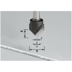 Fraise à rainurer en V HW avec queue de 8mm FESTOOL HW S8 D18-90° (Alu) - 491444