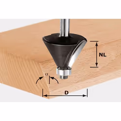 Fraise à chanfreiner HW avec queue de 8 mm FESTOOL HW S8 D25,7/25,7/15° - 491132