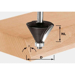 Fraise à chanfreiner HW avec queue de 8 mm FESTOOL HW S8 D25,7/25,7/15° - 491132
