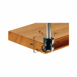 Fraise pour poignée moulurée HW avec queue de 8mm FESTOOL HW S8 D22/16/R2,5+6 - 491140