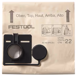 Festool FIS-CT 44/5, Sac à poussière, Aspirateur réservoir cylindrique, Noir, Naturel, Papier, Plastique, Festool, CT 44