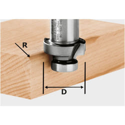 Hw R6-OFK 500 Fraise à arrondir 27 x6 mm ( 490096 ) pour ofk 500 pour arrondir le bois massif et les chants collés - Festool