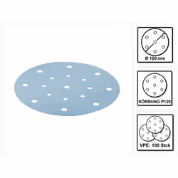 Contenu du paquet: - Festool STF D150/16 Abrasifs Ø150 mm P120 GR / 100 Pièces ( 496979 ) Description du produit: Le disque a ...