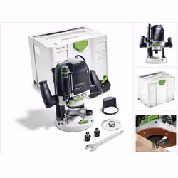 Contenu de la livraison: - 1x Festool OF 2200 EB-PLUS Défonceuse 2200 W - 1x Pince 8 mm - 1x Pince 12 mm - 1x Bague de copiag ...