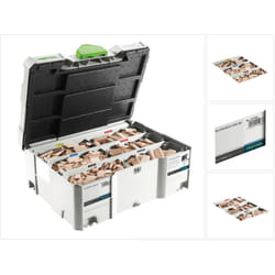 Domino assortiment de hêtre ds 4/5/6/8/10 1060x bu ( 498899 ) avec fraises Domino et chevilles Domino dans Systainer - Festool