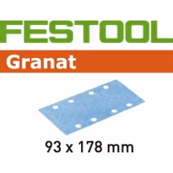 Papier abrasif pour ponceuse orbitale en feuille Granat; 93x178mm; P220; 100 unités