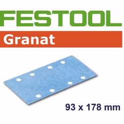 Papier abrasif pour ponceuse orbitale en feuille Granat; 93x178mm; P220; 100 unités
