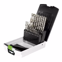 Description générale Le coffret de forets hélicoïdaux HSS D 1-10 de Festool comprend 19 pièces de forets en acier de haute qu ...