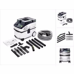 Description générale L'aspirateur mobile Festool CT 15 E-Set est conçu pour un nettoyage efficace sur les chantiers, dans les ...