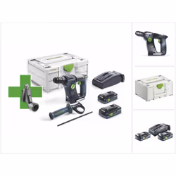Contenu de la livraison: - 1x Festool BHC 18 Li Marteau perforateur sans fil - 1x poignée supplémentaire - 1x butée de profon ...