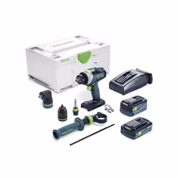 Festool QUADRIVE TPC 18/4 5,2/4,0 I-Set, Perceuse à poignée pistolet, Sans clé, 1,3 cm, 3600 tr/min, 7 cm, 1,3 cm