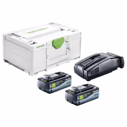 Festool Energy set SYS 18V 2x8,0/SCA16, Ensemble de batterie et de chargeur, Li-HighPower, 8 Ah, 18 V, Festool, Noir, Vert, B ...