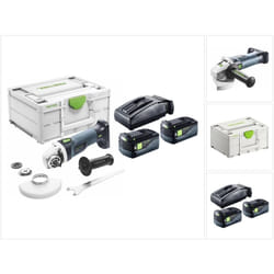 Agc 18-125 5,0 EBI-Plus Meuleuse d'angle sans fil 18 v 125 mm Brushless ( 577700 ) + 2x batterie 5,0 Ah + chargeur + Systainer - Festool