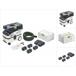 Festool - ctlc mini I-Plus Aspirateur sans fil mobile 36 v ( 2x 18 v ) classe de poussière l ( 577670 ) + 4x batterie 5,0 Ah + chargeur double +