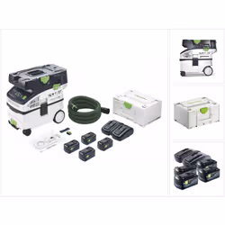 Contenu de la livraison: - 1x Festool CTLC MIDI Batterie Aspirateur mobile - 1x filtre principal HF-CT COMP - 1x sac à filtre ...