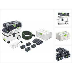 Festool - ctlc midi I-Plus Aspirateur sans fil mobile 36 v ( 2x 18 v ) classe de poussière l ( 577671 ) + 4x batterie 5,0 Ah + chargeur double +