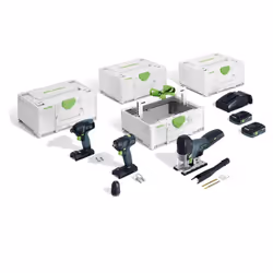 Description générale Ce kit combo Festool comprend une visseuse à chocs, une perceuse-visseuse et une scie sauteuse, toutes s ...
