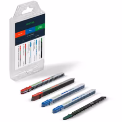 Ce set comprend quatre lames de scie sauteuse différentes pour d'excellents résultats lors de travaux avec du plastique, du m ...