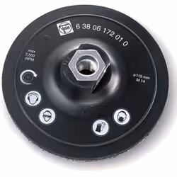 avec partie auto-agrippante M 14(Plateau d'appui Fein Ø 115 mm pour utilisation avec feutre abrasif - 63806172010 est un prod ...